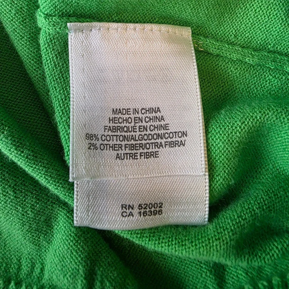 Liz Claiborne Small Cardigan Sweater Green  Button‎ Long Sleeve Cotton preppy
